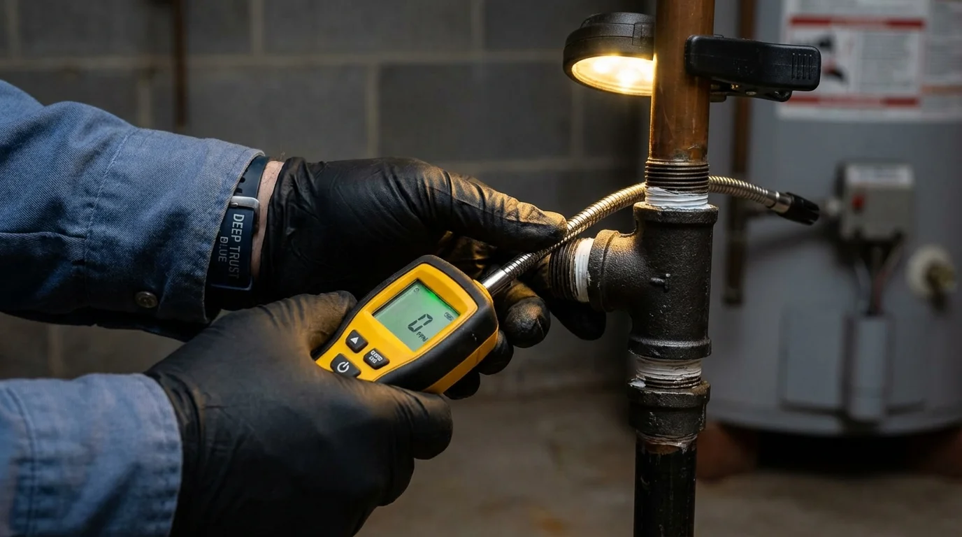 Gas leak detection with electronic sniffer by Johns Plumbing LLC in Coosada