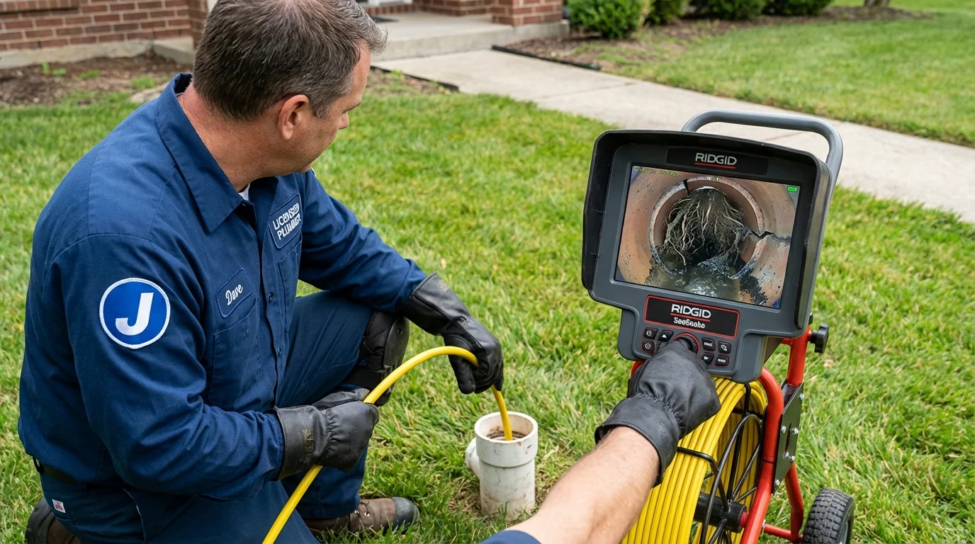 Sewer camera inspection being performed by Johns Plumbing LLC in Coosada