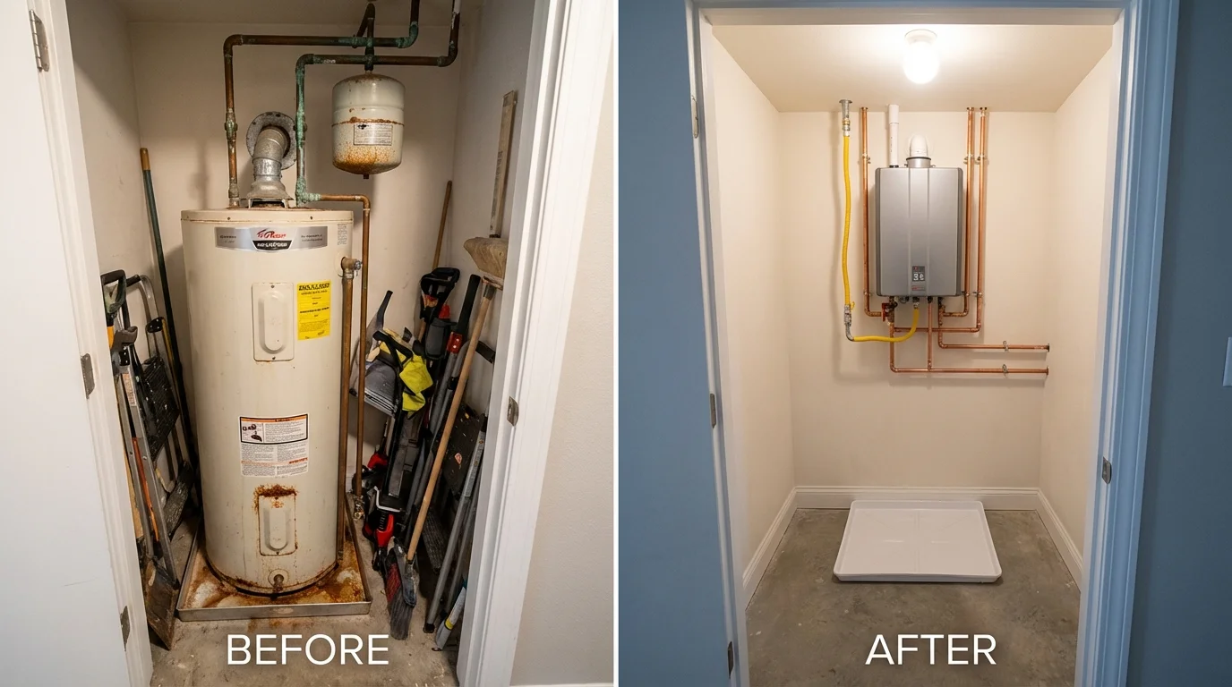 Tank water heater versus wall-mounted tankless unit comparison for Coosada, AL homeowners