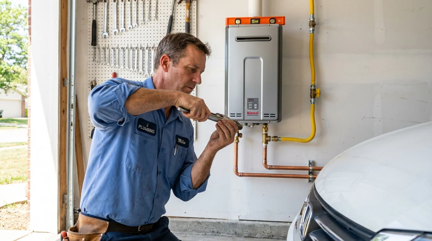 Tankless water heater installation by a Johns Plumbing LLC plumber in Coosada